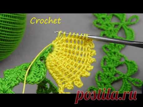 Простое ВЯЗАНИЕ КРЮЧКОМ для начинающих  Супер КРУЖЕВО КРЮЧКОМ  Very Easy Crochet lace