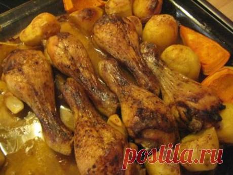 Куриные голени с тыквой и картофелем. | 4vkusa.ru