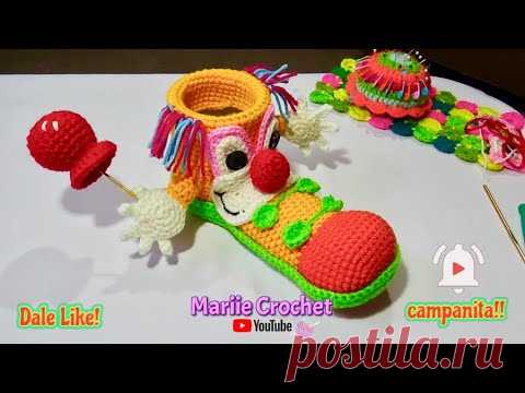 Payasito Zapatin Porta Lápices y colores Tejido a crochet