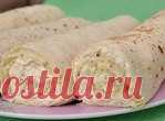 Рулеты из лаваша с курицей и плавленым сырком