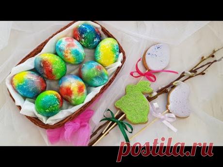 Украшения для тортов и куличей и оригинальные радужные  пасхальные яйца