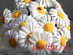 Собираем солнечный букет ромашек из шерсти. Ирина Рудая (IRudaya)