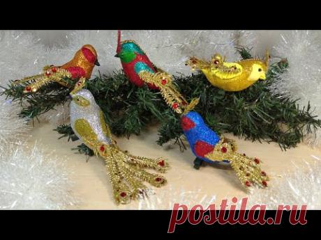 Птички для новогодних композиций/Новогодний декор своими руками
