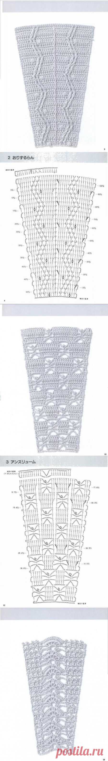 Узоры крючком, клинья