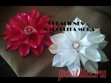 Flor en Picos Liston Satin/ Flor de Fita de Cetin/Easy Flower Ribbon Satin