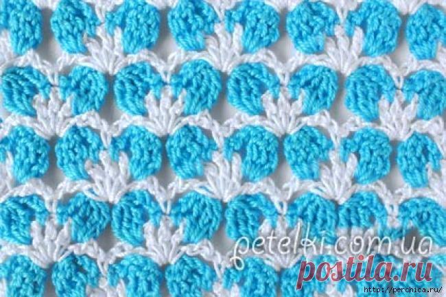 Узор крючком *Незабудки* - мастер-класс