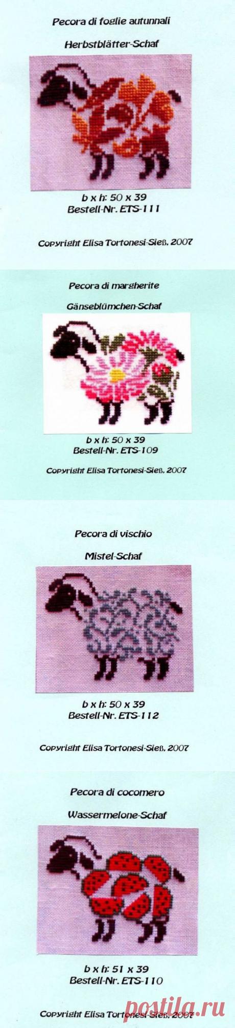 Вышитые овечки в подарок на год Овцы | Своими руками