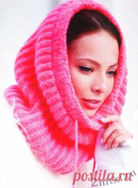 Розовый шарф-труба — Две нитки
