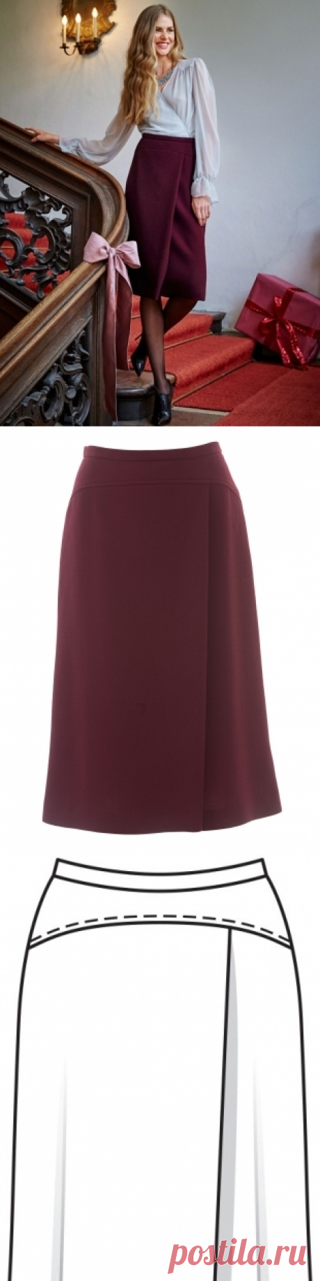 Юбка с эффектом запаха - выкройка № 115 А из журнала 12/2015 Burda – выкройки юбок на Burdastyle.ru