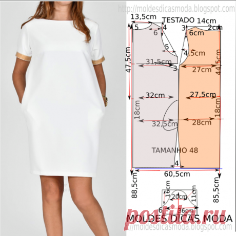 Vestido branco casual Molde de vestido branco casual Todos temos no guarda-roupa um vestido branco casual. Também são estas peças de roupa as mais solicitadas pelos seguidores. As medidas da modelagem facilitam a construção do molde. A ilustração do molde não inclui valor de costura, tem que ser