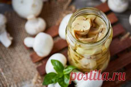 Маринованные шампиньоны с уксусом и чесноком — Домашние заботы