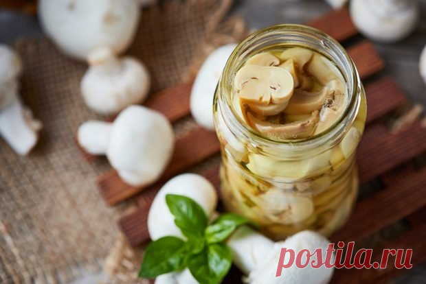 Маринованные шампиньоны с уксусом и чесноком — Домашние заботы