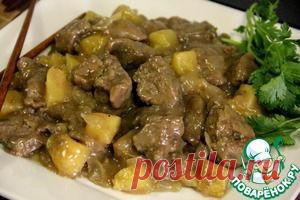 Печень с ананасом - кулинарный рецепт