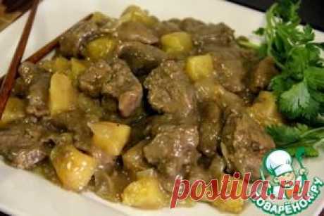 Печень с ананасом - кулинарный рецепт