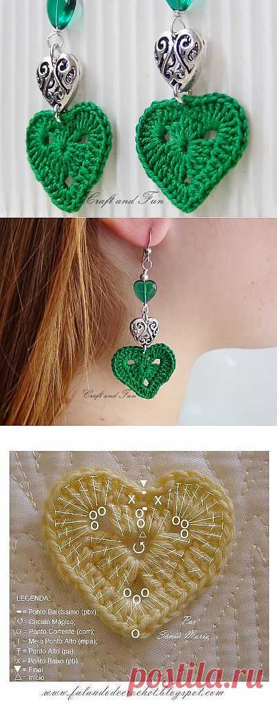 Riciclo Creativo - Craft and Fun: San Valentino: Orecchini all'Uncinetto, Crochet Fai da Te