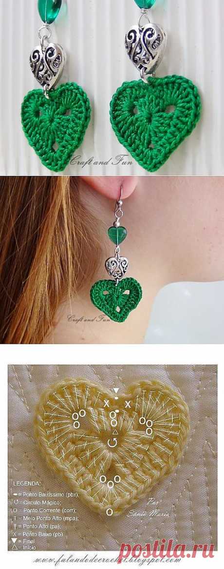 Riciclo Creativo - Craft and Fun: San Valentino: Orecchini all'Uncinetto, Crochet Fai da Te