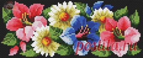 Вышивка крестом цветочная панель. Схемы вышивки бесплатно |