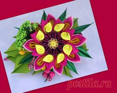 Декорирование заколки для волос цветком казанши...