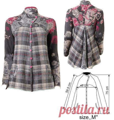 Цветочные ИВКО женщины Шотландка Стиль шерсть куртка 42604-018 в серый