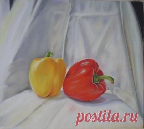 Натюрморт "Два перца", пастель, 2013