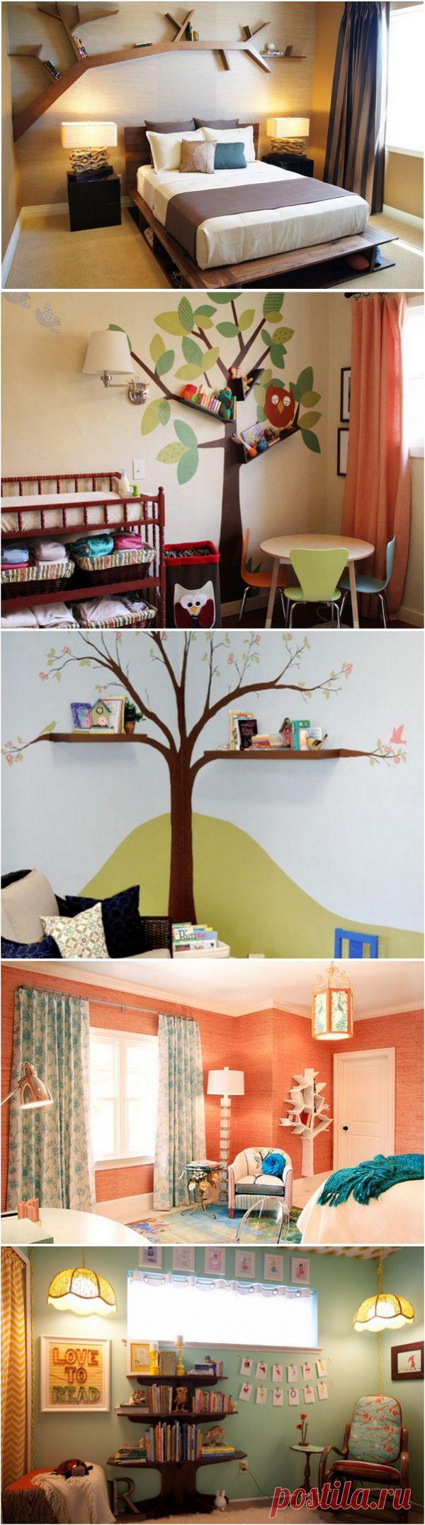 Книжная полка в виде дерева, творческий подход к хранению книг