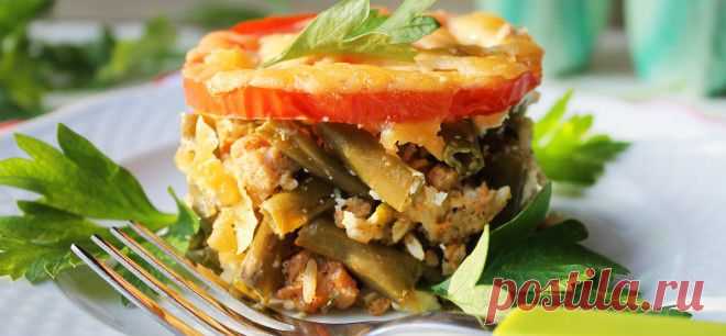 Запеканка с курицей и зеленой фасолью | Четыре вкуса