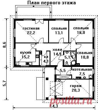Проекты Г - образных одноэтажных домов | СП ИНТЕГРАЛ-ПРОЕКТ
