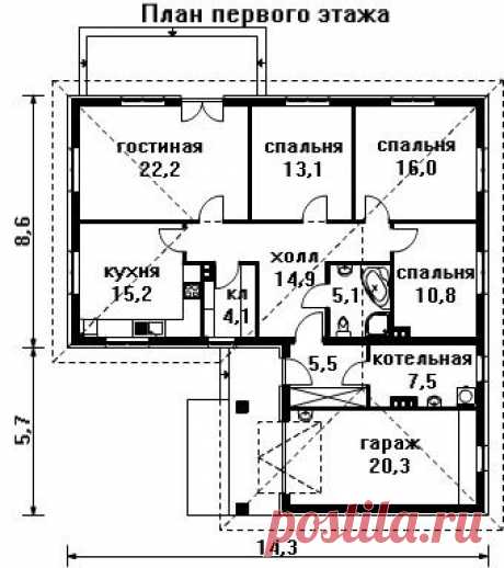 Проекты Г - образных одноэтажных домов | СП ИНТЕГРАЛ-ПРОЕКТ