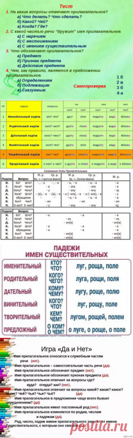 на какие вопросы отвечает имя прилагательное по падежам: 9 тыс изображений найдено в Яндекс.Картинках
