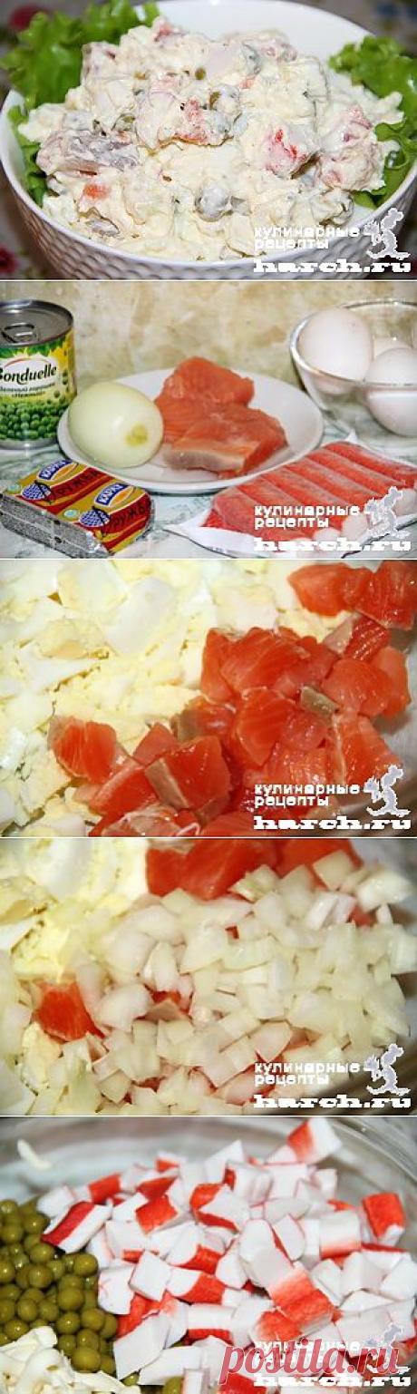 Салат с семгой и крабовыми палочками “Корсар” | Харч.ру - рецепты для любителей вкусно поесть.У нас тут случились неожиданные гости, а потому – этот вкусный, быстрый, сытный салат.