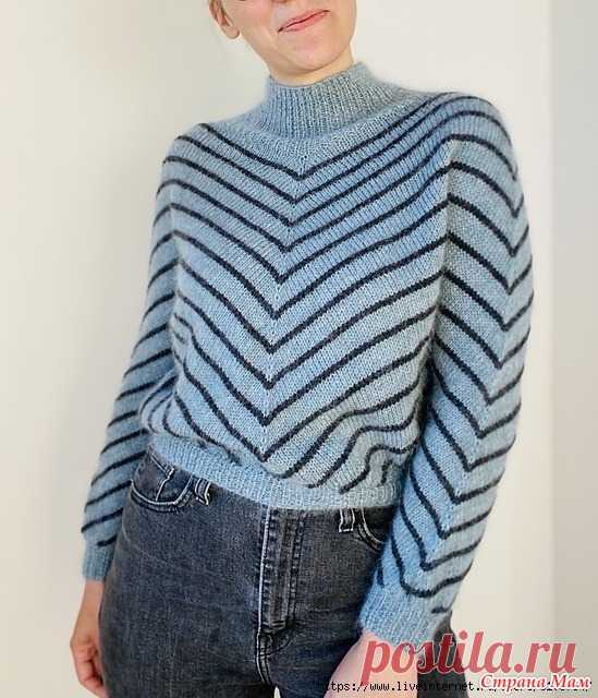 Свитер Pauline  (Свитер Полин) by Johanna Gehrisch. Спицы. РАЗМЕРЫ: XS | S | M (L | XL | XXL)  ПРЯЖА:  Пряжа МС (основной цвет)  - Две, сложенные вместе, нити пряжи: 1нить - Alpaca Silk + 1нить - Super Kid Silk.