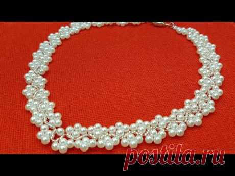 Pearl necklace/Beaded necklace/Pearl collar/Колье из бусин/Колье из жемчуга/@Cícero Alencar