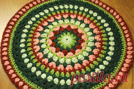 Купить вязанные коврики из шерсти - разноцветный, вязанные коврики, Вязание крючком, коврик ручной работы