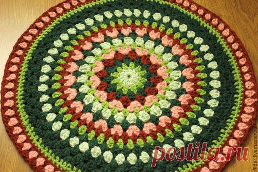 Купить вязанные коврики из шерсти - разноцветный, вязанные коврики, Вязание крючком, коврик ручной работы