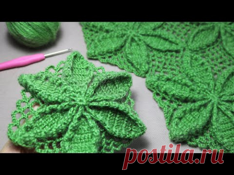 Эффектные ЦВЕТОЧНЫЕ МОТИВЫ 3D🌺 простое ВЯЗАНИЕ КРЮЧКОМ для начинающих  EASY Crochet for beginners