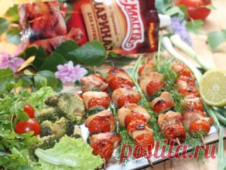 Шашлык Румяный с курицей и овощами рецепт с фотографиями
