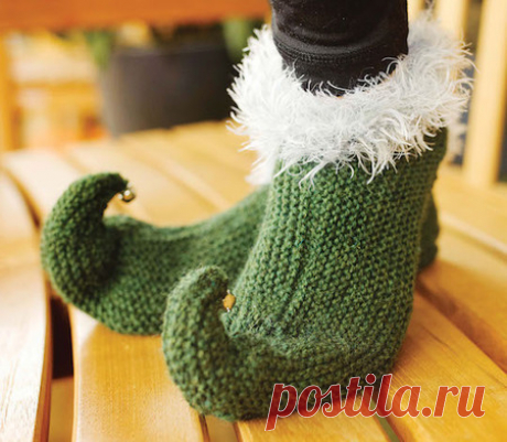 Knitted Elf Slippers - Craftfoxes