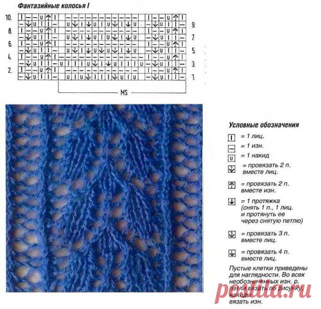 Фантазийные колосья спицами.