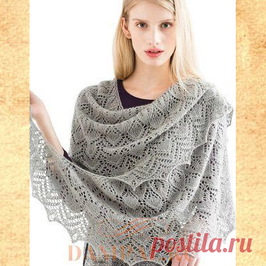Серая ажурная шаль с бусинами | DAMские PALьчики. ru