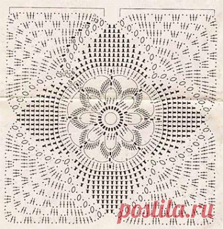 Красивый квадратный мотив для покрывала | Искусница