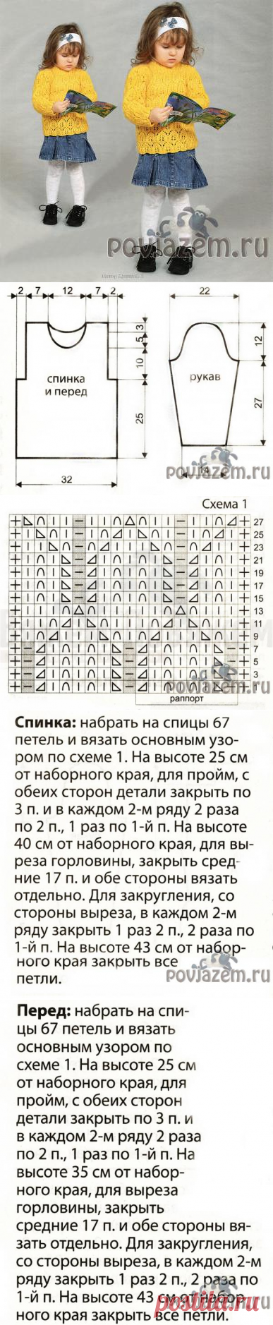 Кофточка для девочки спицами на 3 года