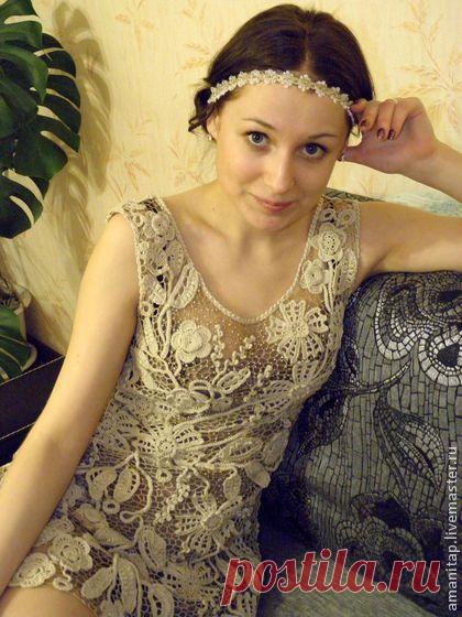 Платье для Ирины - платье,ирландское кружево,винтажный стиль,бежевый,экрю