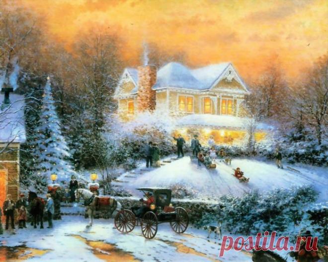 Thomas Kinkade|Зимний сказочный пейзаж