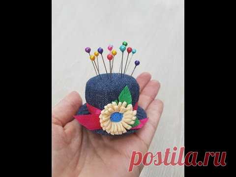 Игольница из старых джинсов, пластиковой крышки и картона - YouTube