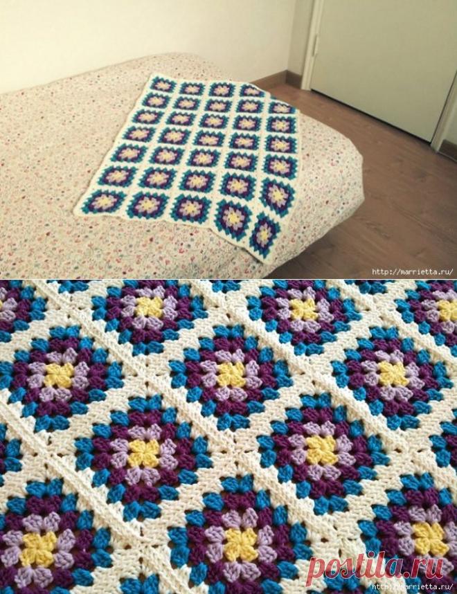 Коврик из квадратных цветных мотивов | Своими руками