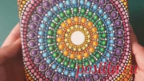 Como pintar mandalas con acrílicos #16 - Puntillismo paso a paso con pincel - YouTube