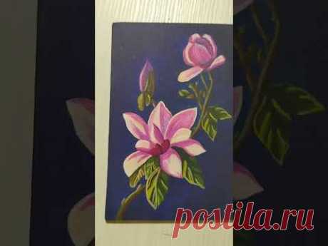 Процесс создания картины с цветами #акриловаяживопись #art #цветы #творчество