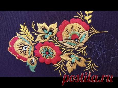 Вышивка гладью : Вышивка в стиле Хохлома | Long and short stitches