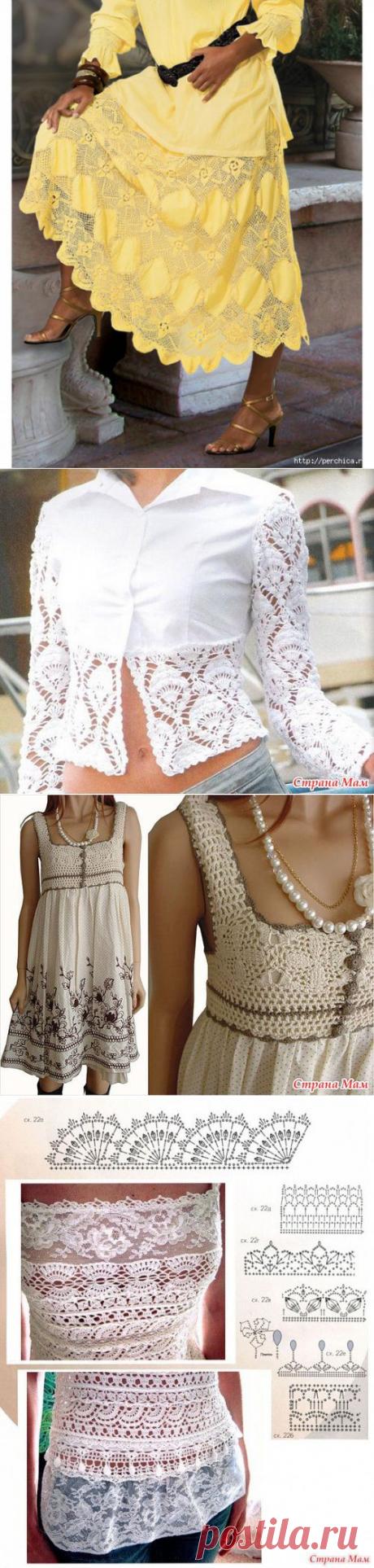 Комбинированное вязание - много идей и схем..