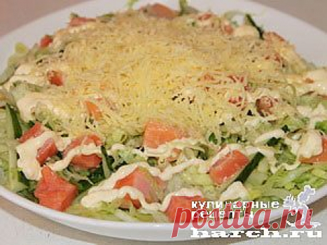 Салат из малосольной семги со свежими овощами “Морская симфония” | Харч.ру - рецепты для любителей вкусно поесть